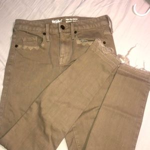Khaki high rise skinny jeans